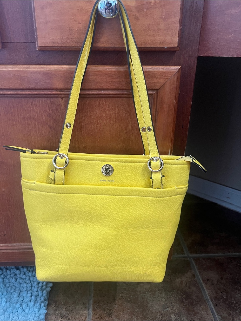 Anne Klein Bright Yellow Leather Shoulder Tote